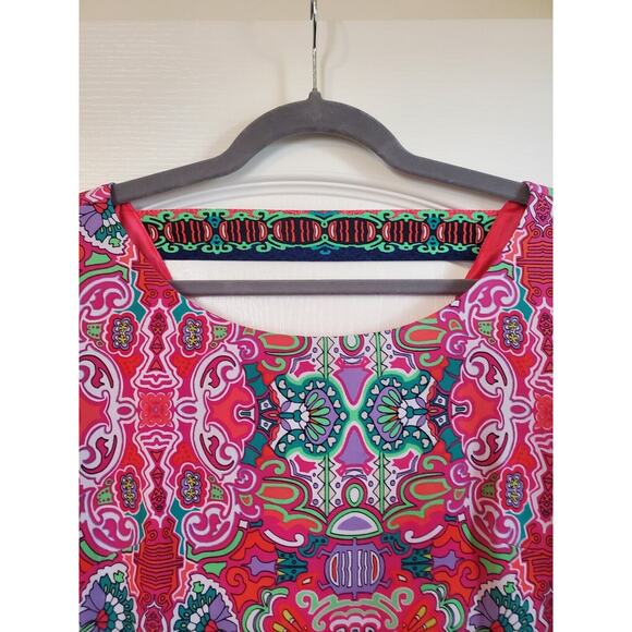 Laundry By Shelli Segal Multicolor Vibrant Boho Shift Mini Dress, Size Small - Picture 3 of 11